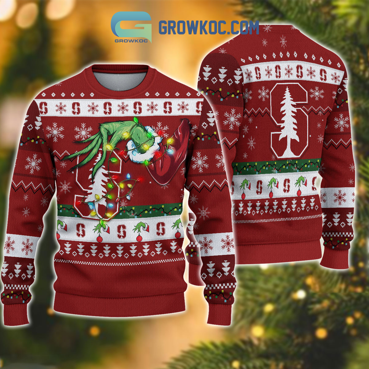 Stanford Cardinal NCAA Grinch Christmas Ugly Sweater2B1 hq4vH