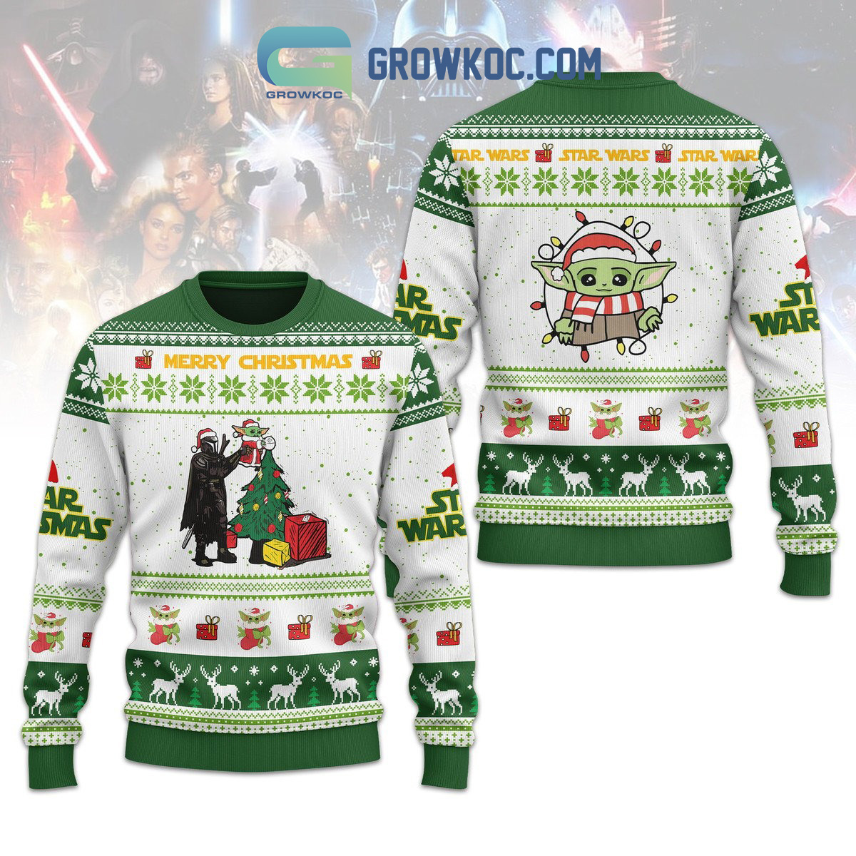Star Wars Baby Yoda Merry Christmas Ugly Sweater2B1 jT657