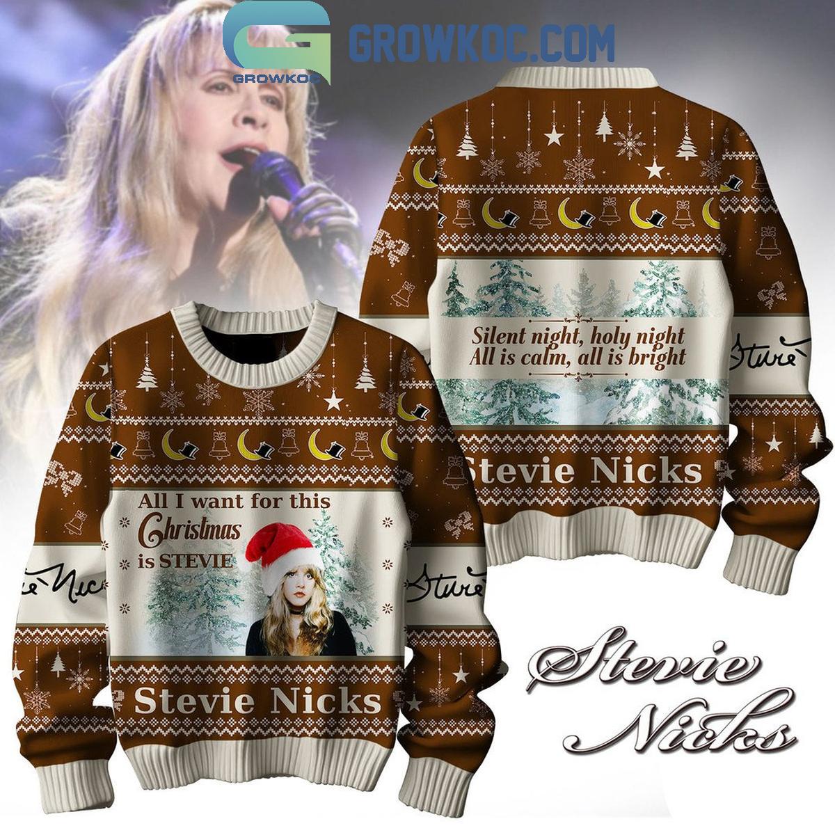 Stevie Nicks Silent Night Holy Night All Is Calm All Is Right Christmas Ugly Sweater 1 rEDot