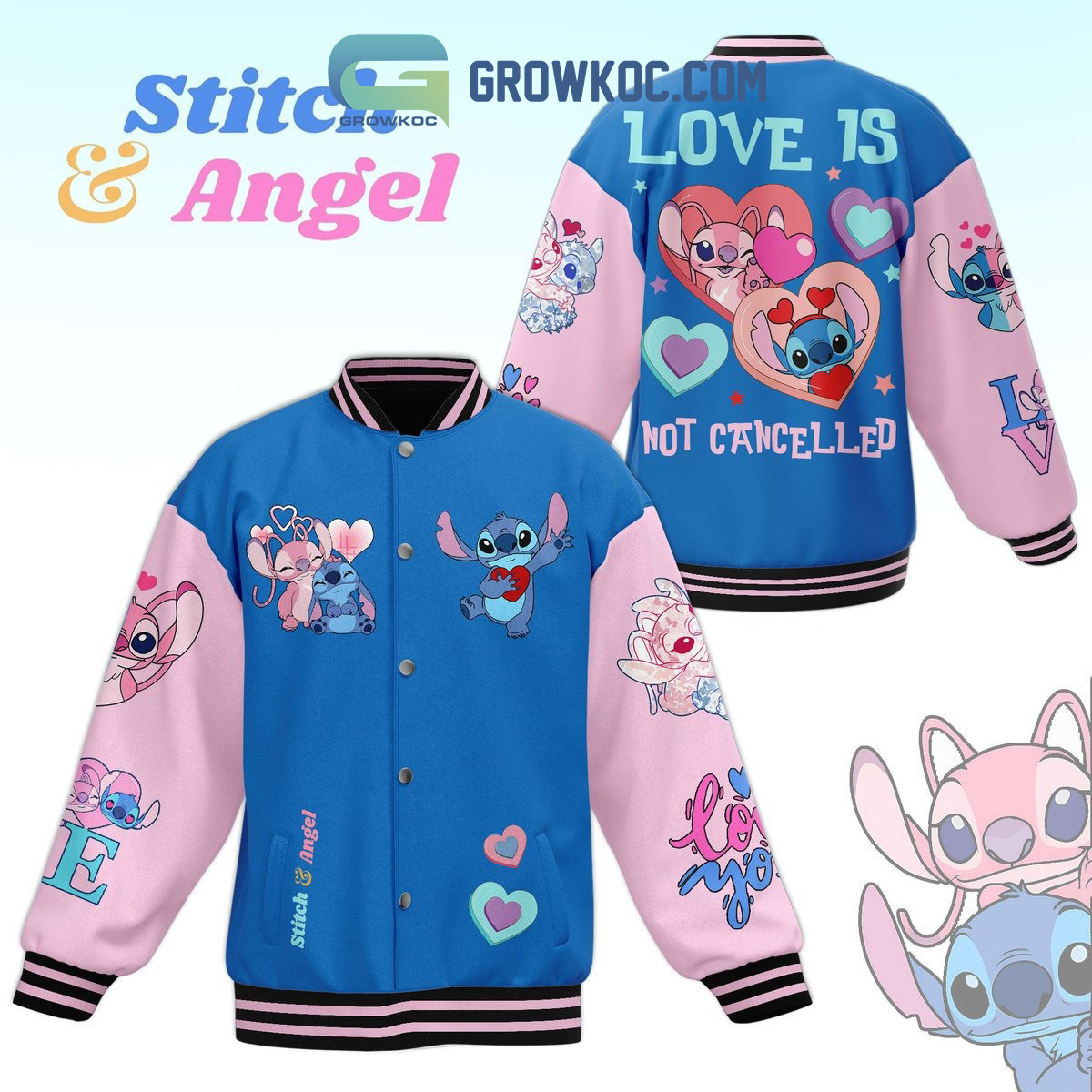 Stitch And Angel Valentines Day Baseball Jacket2B1 iVApw