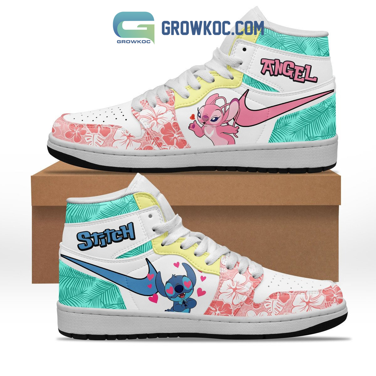 Stitch Angel Hibicus Air Jordan 1 Shoes2B1 Od9GC