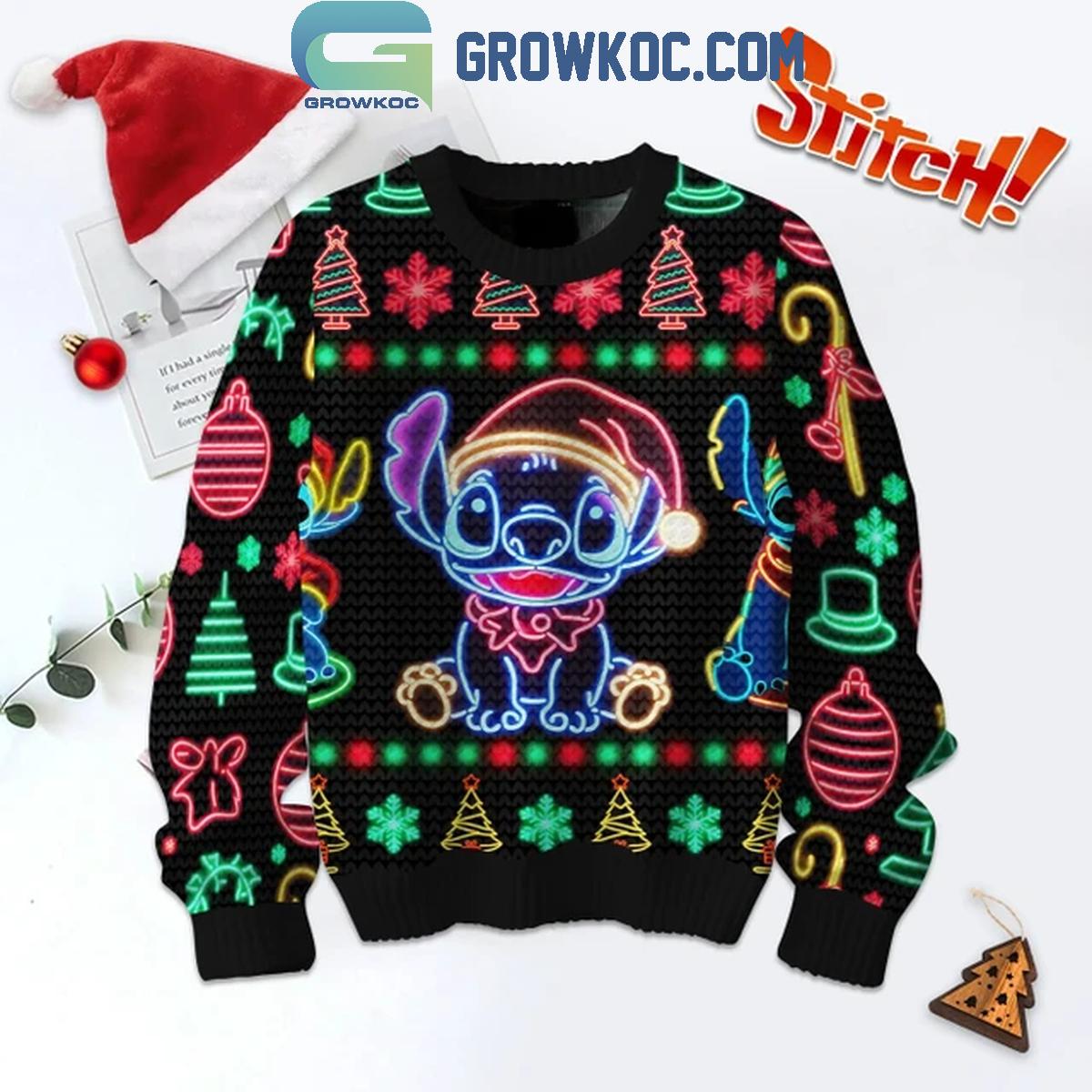 Stitch Merry Stitchtmas Celebrating 2024 Christmas Lights Ugly Sweater 1 KYqyp