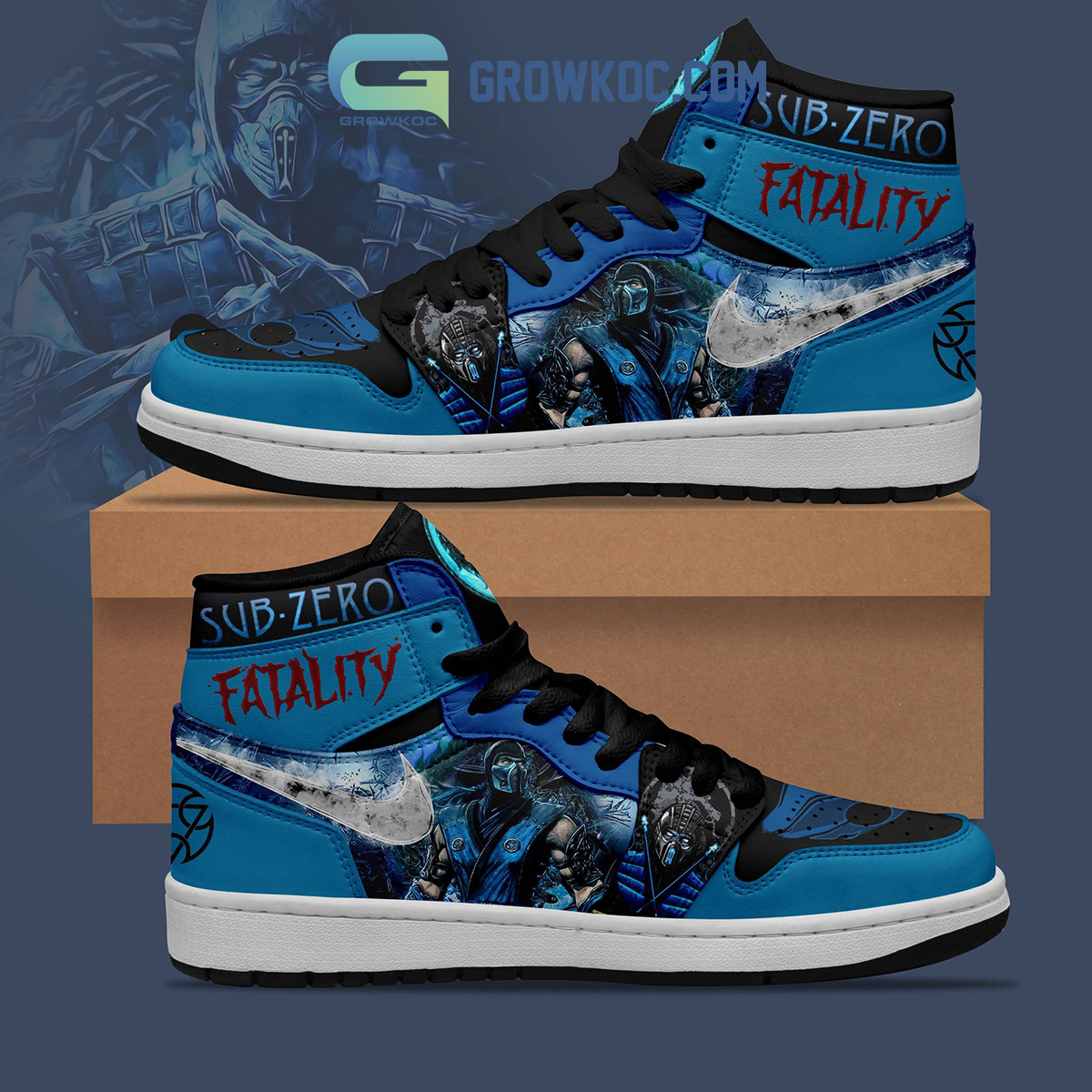 Sub Zero Fatality Air Jordan 1 Shoes2B1 xGsFn