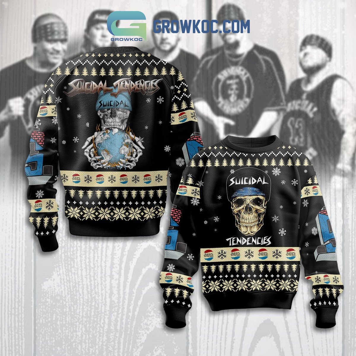 Suicidal Tendencies Band Christmas Ugly Sweater2B1 89cpJ