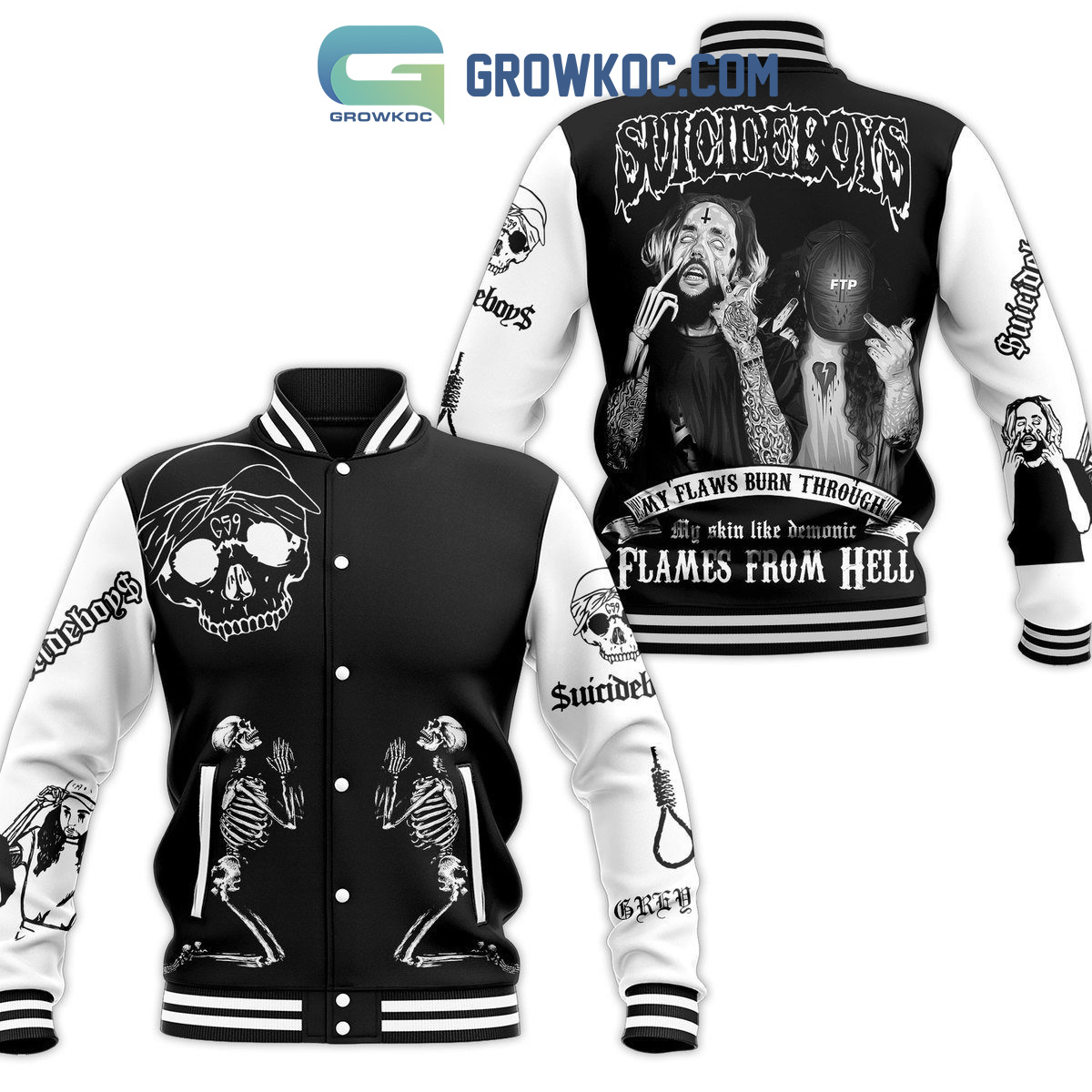Suicideboys My Flaws Burn Through My Skin Like Demonic Flames From Hell Baseball Jacket2B1 FlLv9