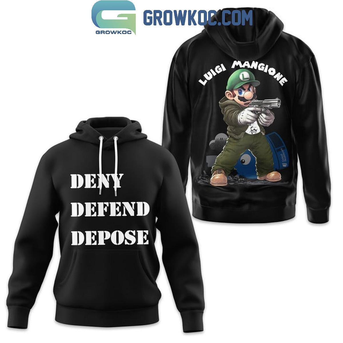 Super Mario Luigi Mangione Deny Defend Depose Hoodie T Shirt 1 Ax6GV