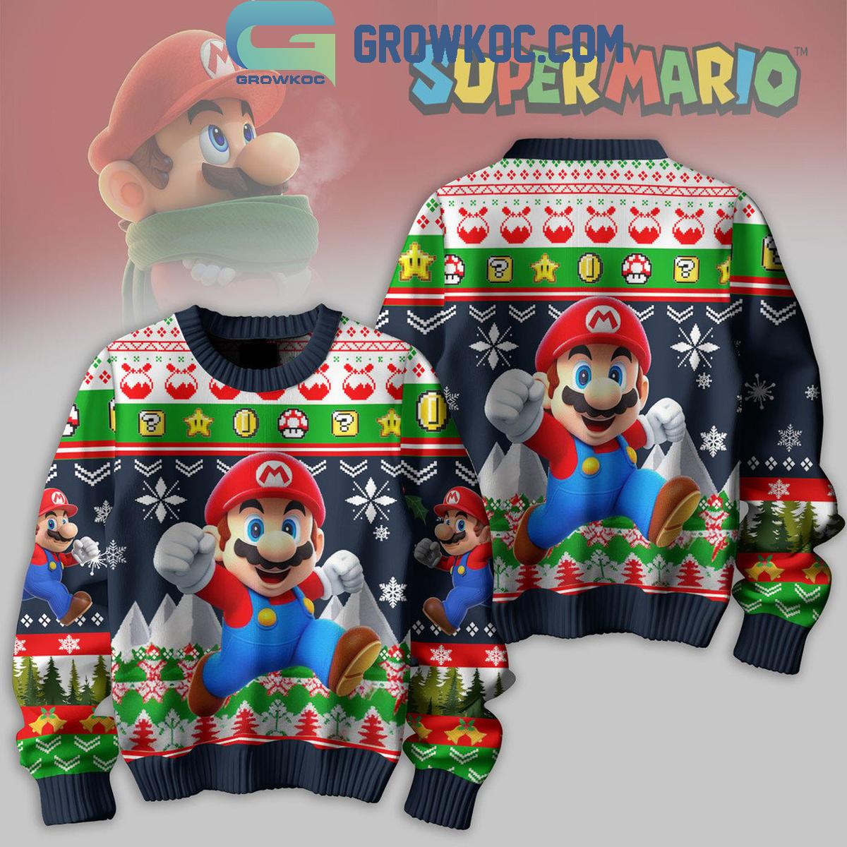 Super Mario Nintendo 2024 Celebrating Christmas Ugly Sweater 1 OpUwM