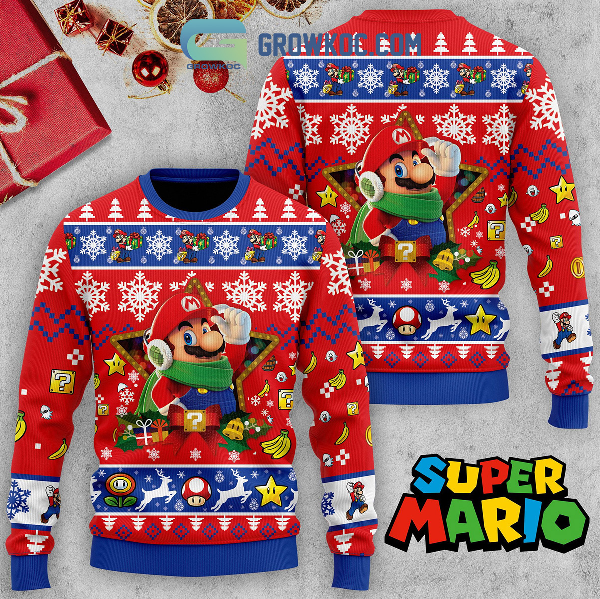 Super Mario Snow Christmas Ugly Sweater2B1 yL8FA