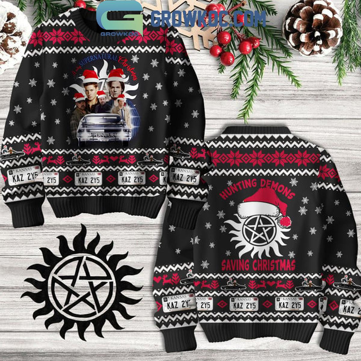 Supernatural Hunting Demon Saving Christmas Ugly Sweater 1 0fhP1