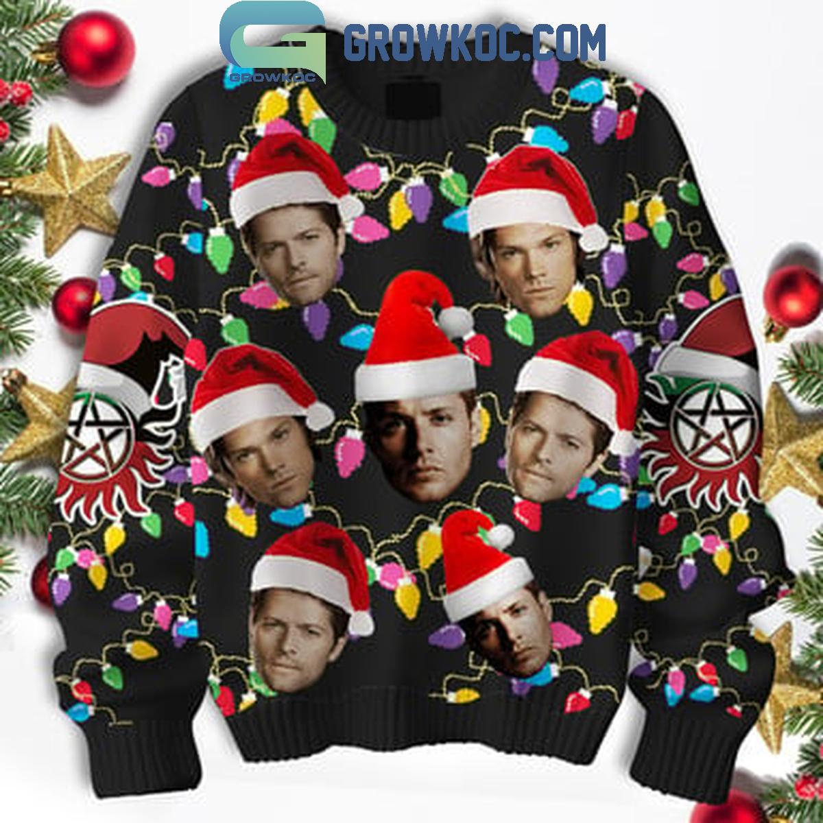 Supernatural Winchester Brothers 2024 In The Christmas Light Ugly Sweater 1 Z0HTN