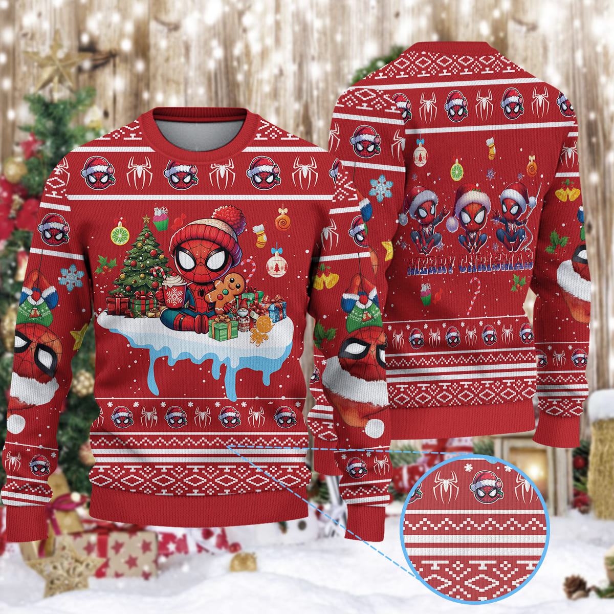 TVlEXlOT Spiderman Christmas Knitted Sweater 2