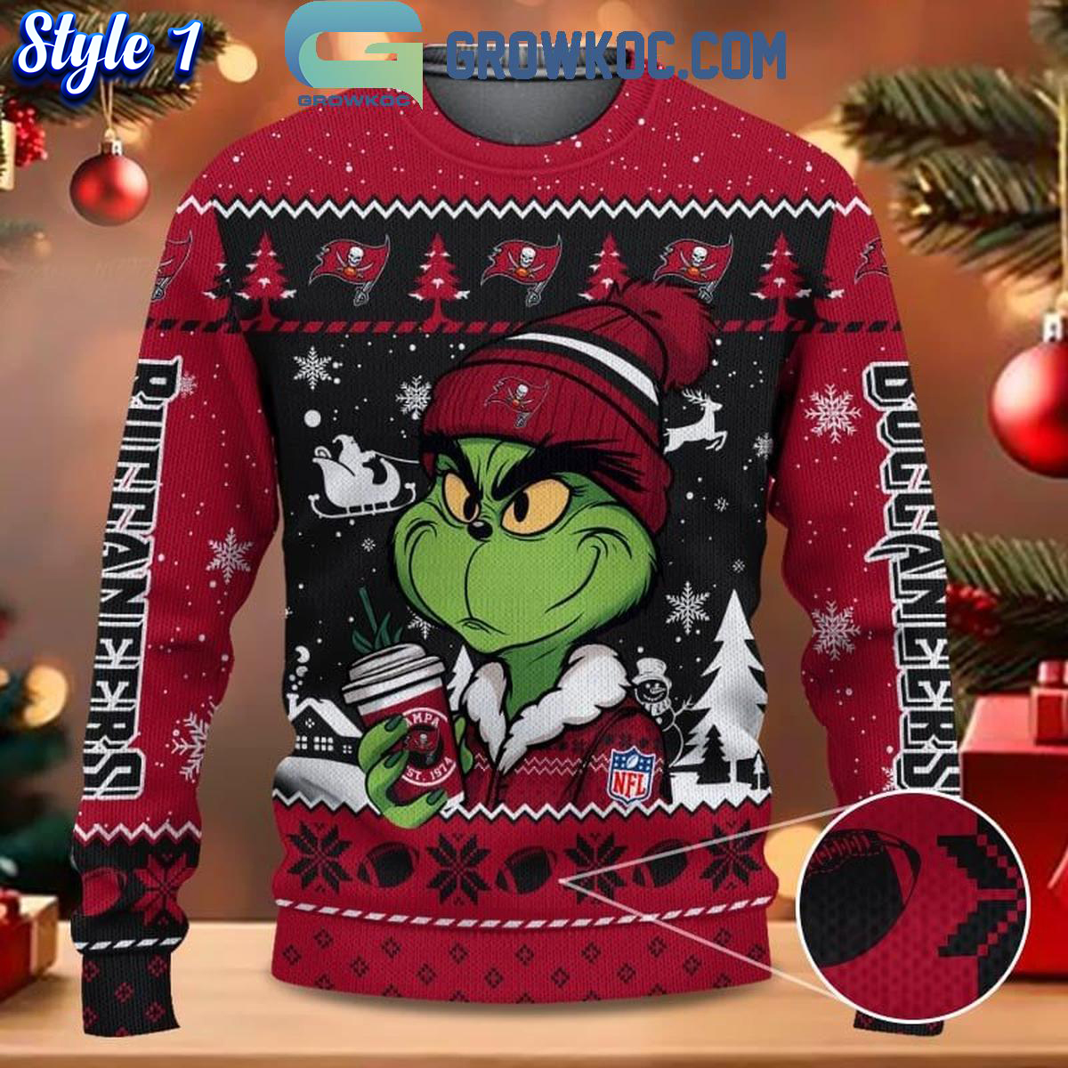 Tampa Bay Buccaneers Grinch Stolen Christmas 2024 Grinchmas Ugly Sweater 1 wi4JX 1