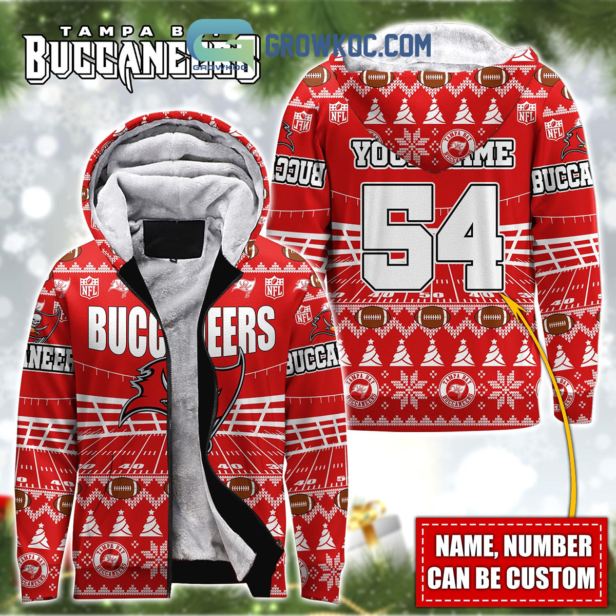Tampa Bay Buccaneers NFL Christmas Personalized Hoodie Zipper Fleece Jacket2B1 bNkC5
