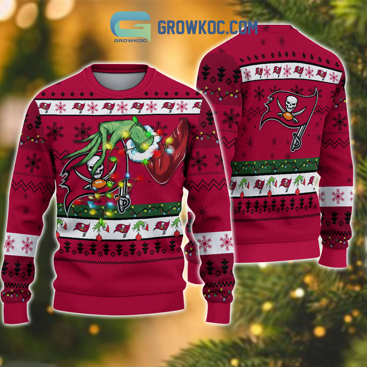 Tampa Bay Buccaneers NFL Grinch Christmas Ugly Sweater2B1 sQx6W