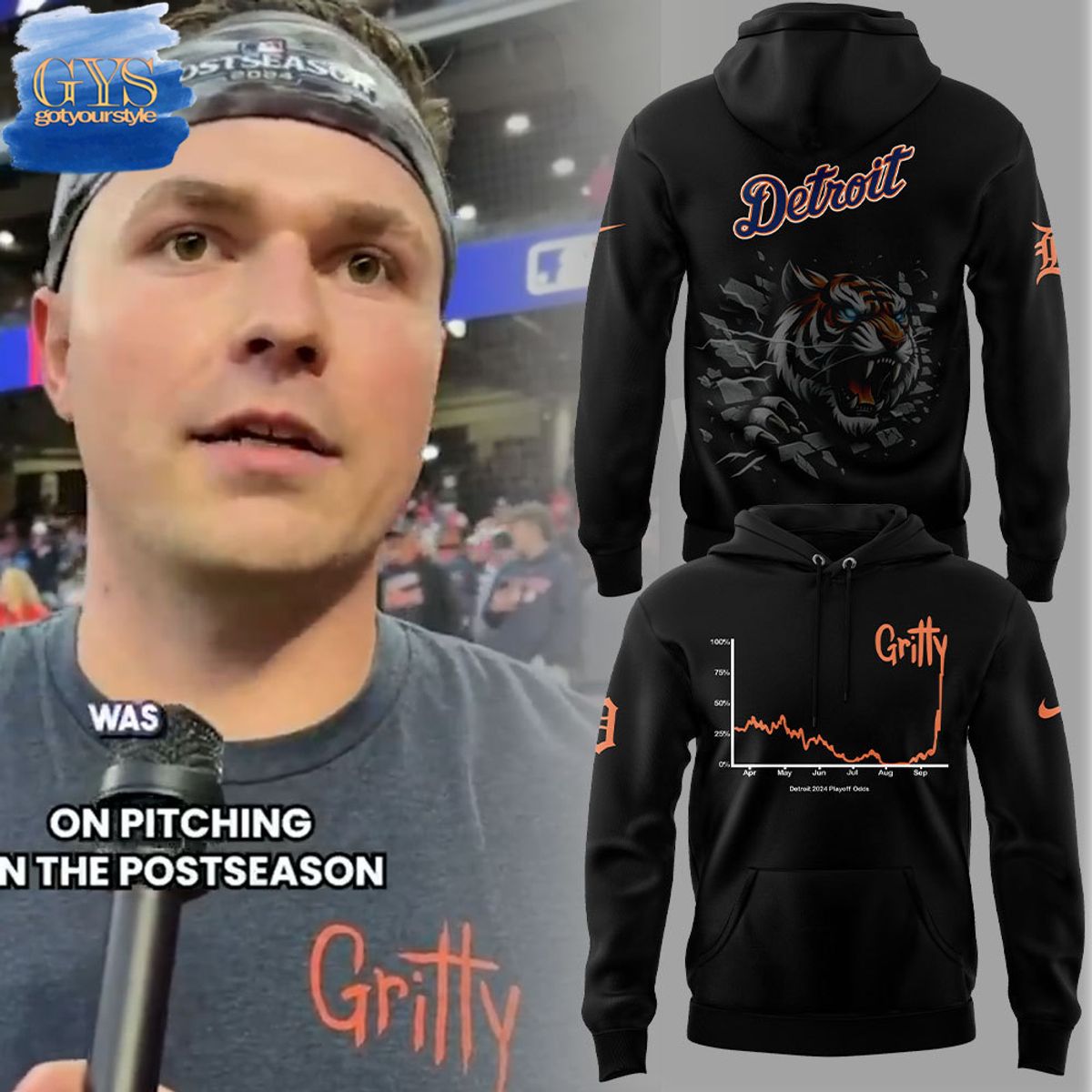 Tarik Skubal x Detroit Tigers Gritty 2024 Hoodie 1