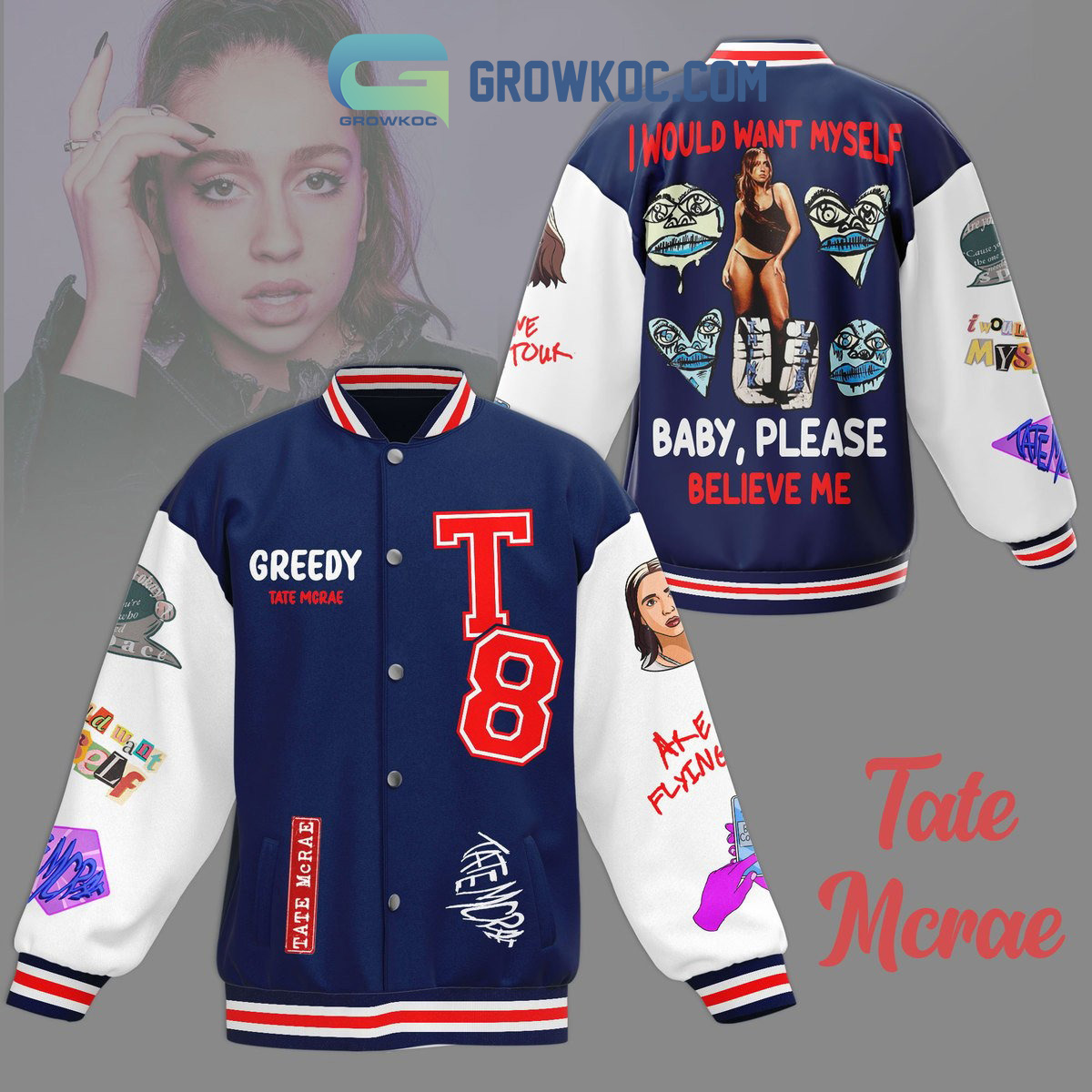 Tate Mcrae Please Believe Me Baseball Jacket2B1 pw6oT