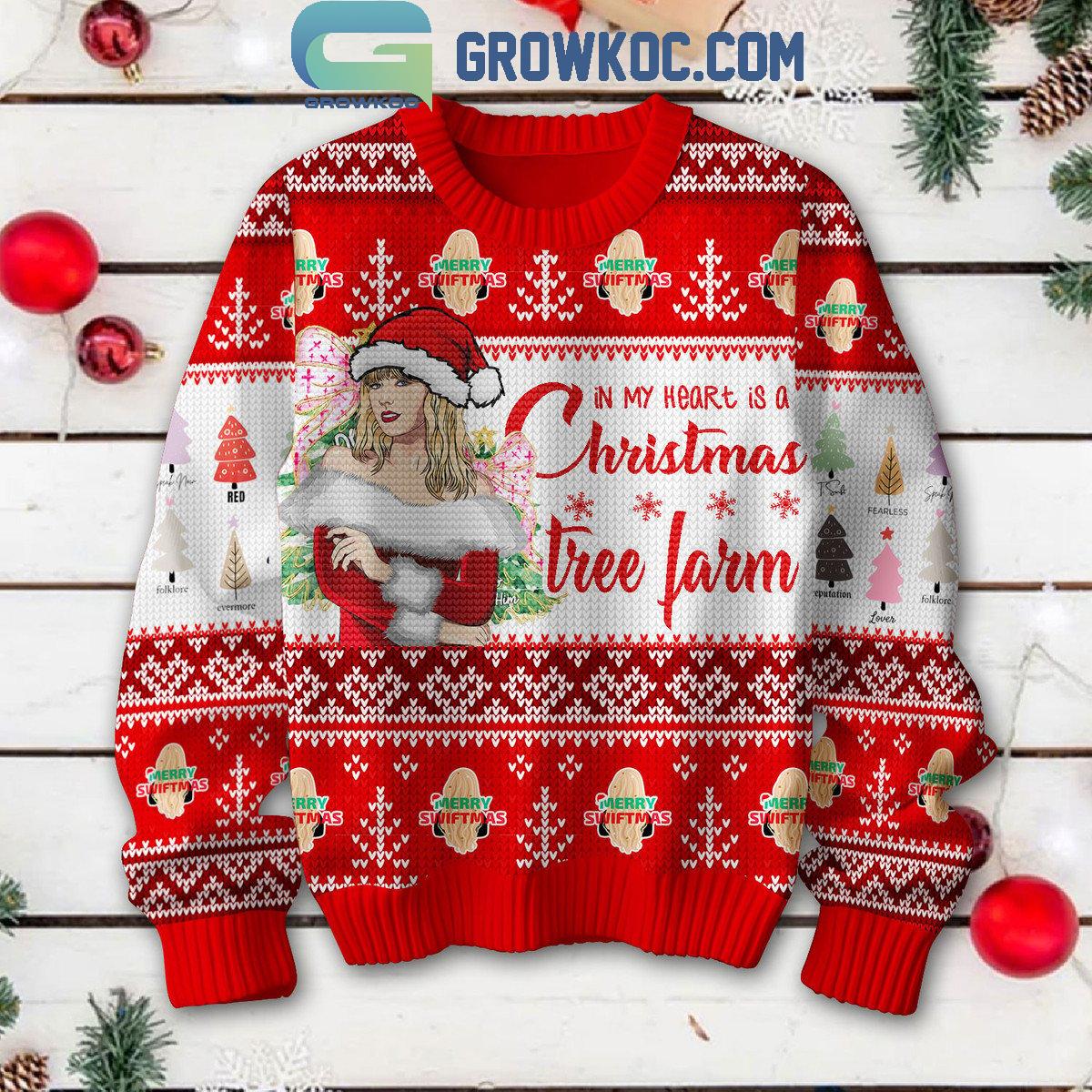Taylor Swift Christmas In My Heart Is A Tree Farm Red Design Ugly Sweater 1 d6w78