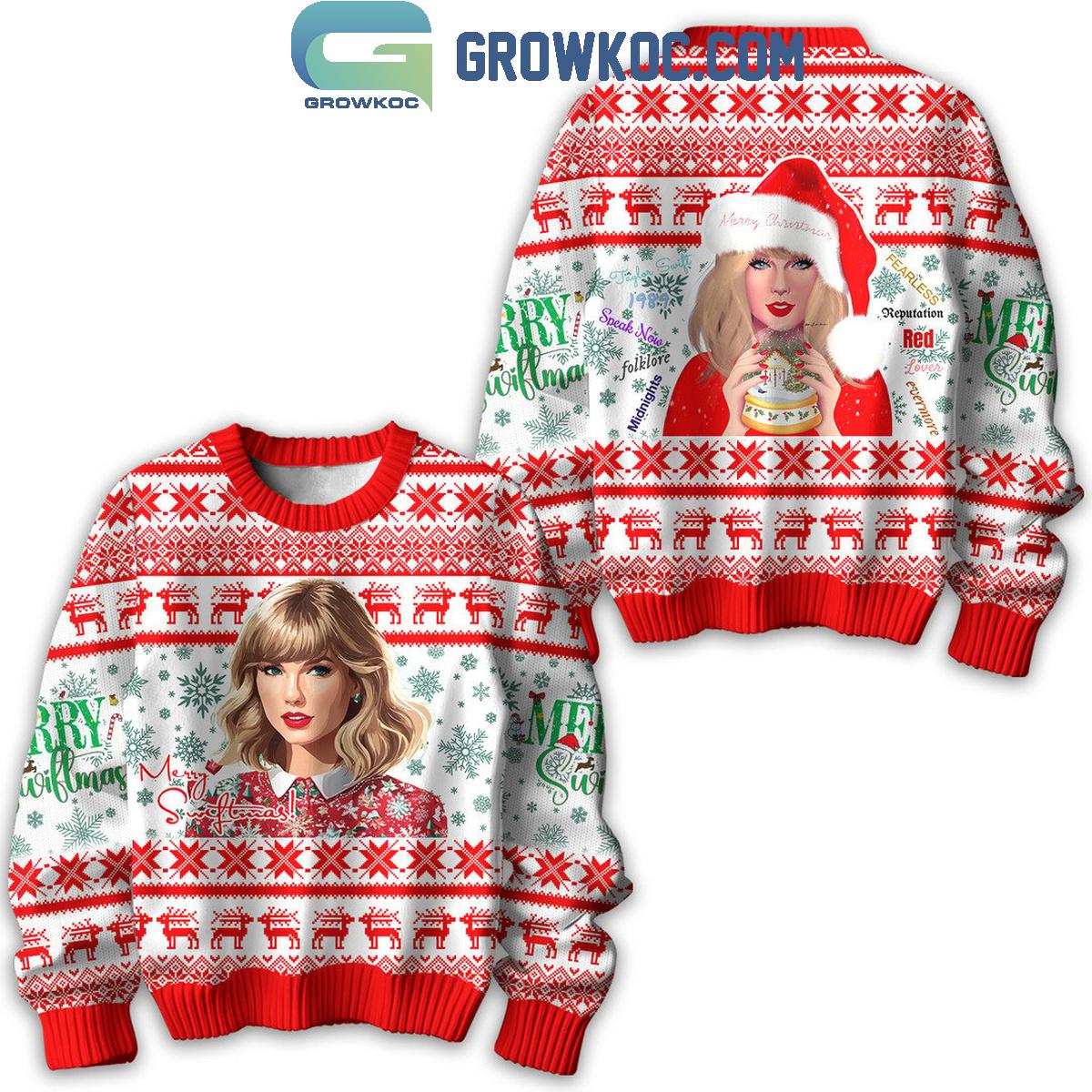Taylor Swift Reputation Red Speak Now Folklore Merry Christmas Ugly Sweater 1 D1JVS