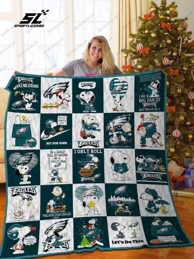 Team Philadelphia Eagles Snoopy Quilt Blanket Bedding Set 0