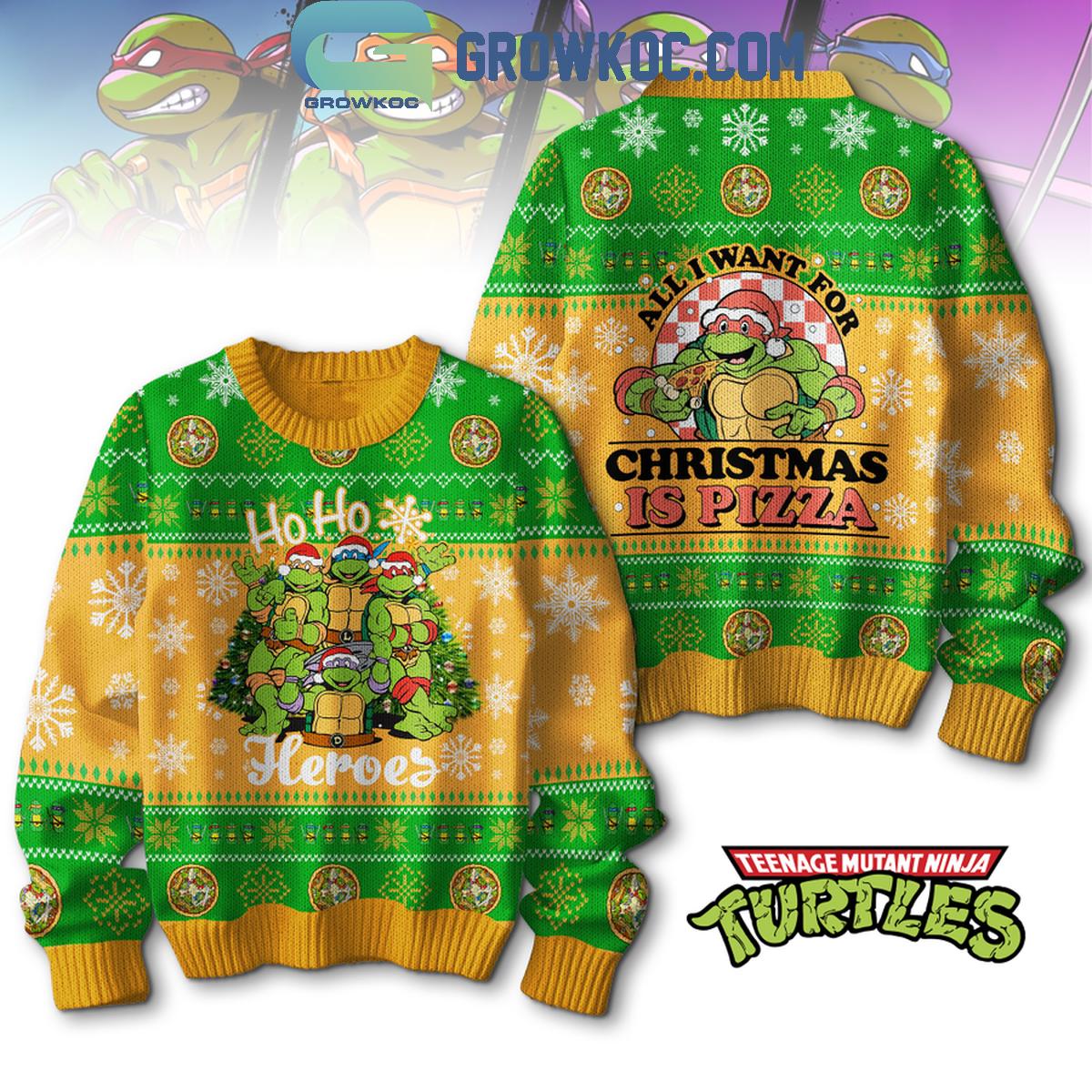 Teenage Mutant Ninja Turtle All I Want For Christmas Is Pizza Ugly Sweater 1 tmbps
