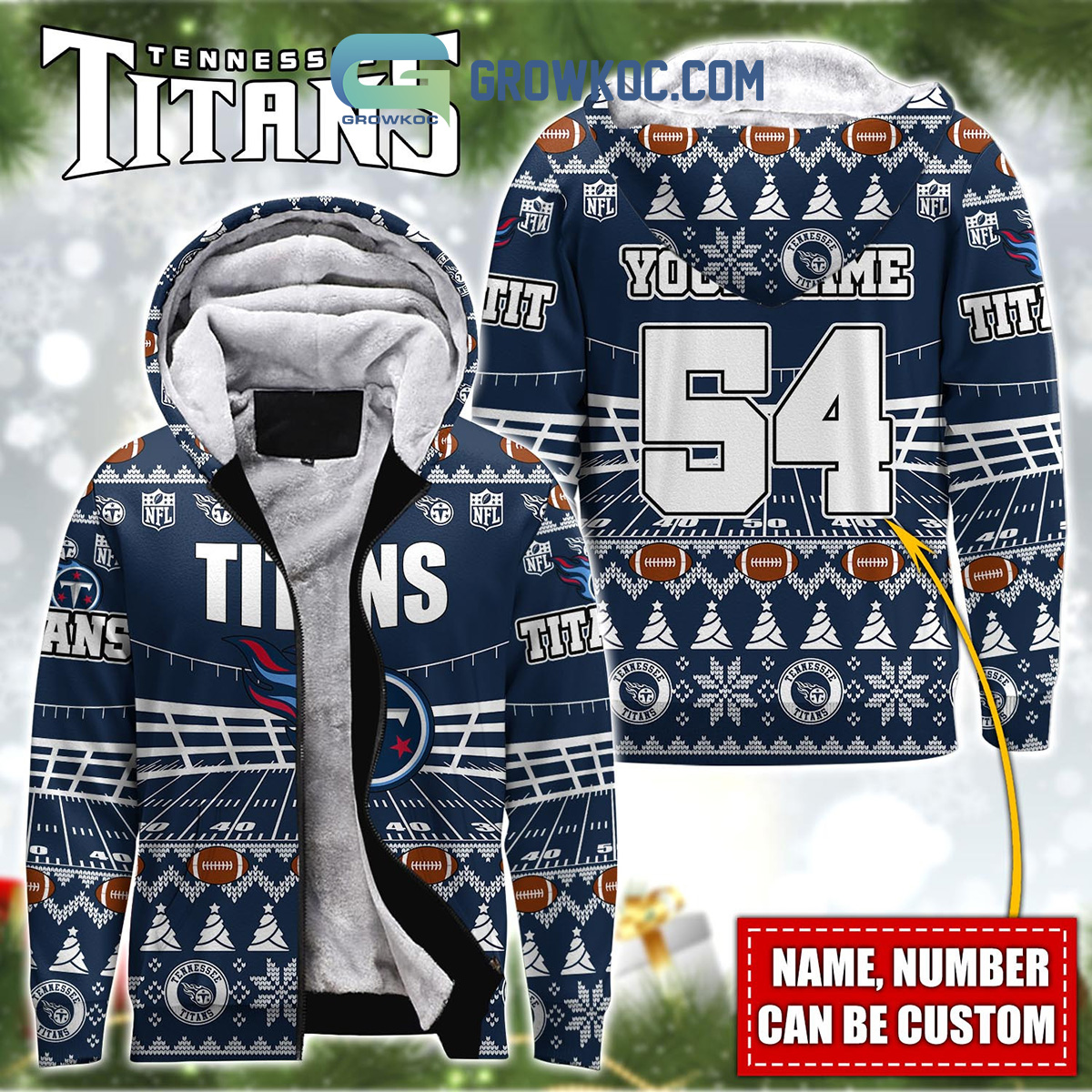 Tennessee Titans NFL Christmas Personalized Hoodie Zipper Fleece Jacket2B1 YFPTj