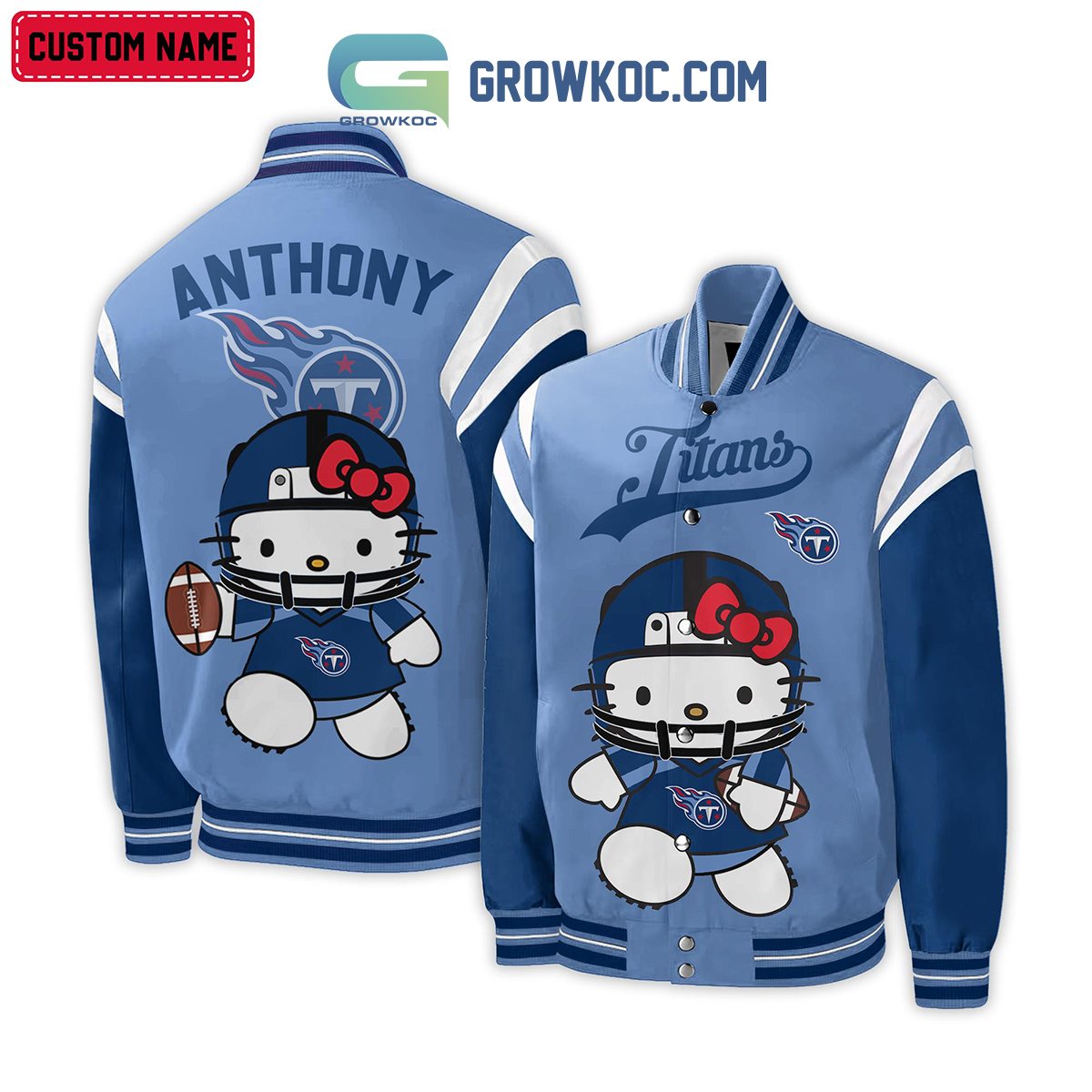 Tennessee Titans NFL Hello Kitty Personalized Baseball Jacket2B1 nETfQ
