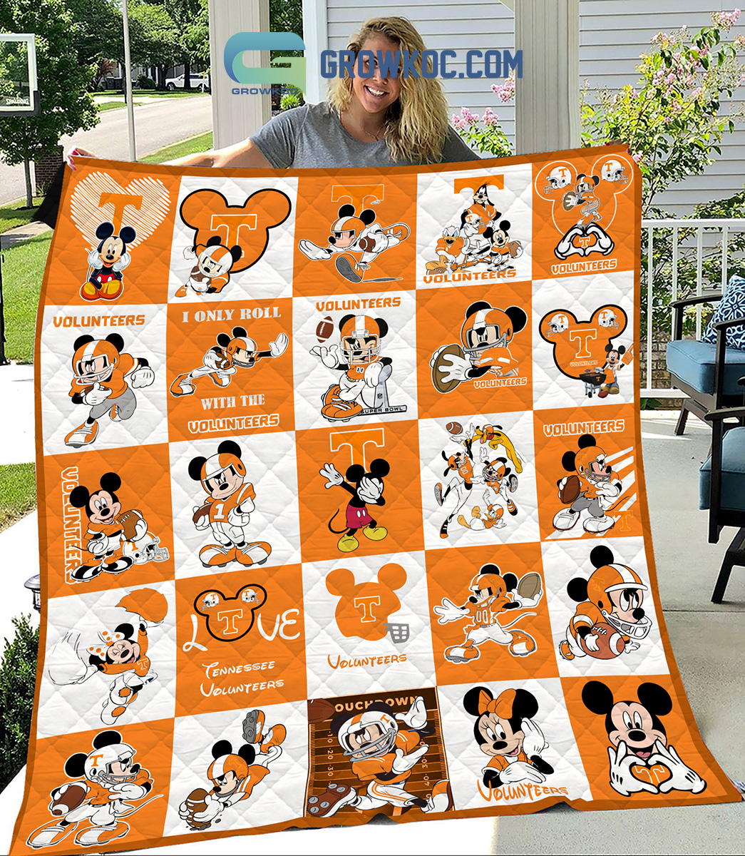 Tennessee Volunteers NCAA Mickey Disney Fleece Blanket Quilt2B1 kSFMC