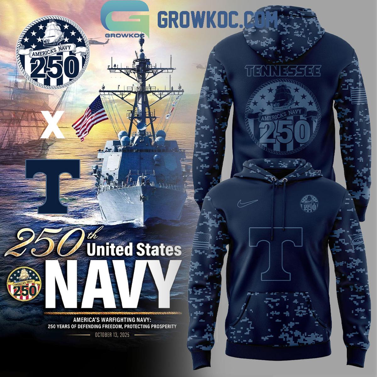 Tennessee Volunteers x US Navy 250th Birthday Celebration Hoodie Shirt 1 6DRJQ