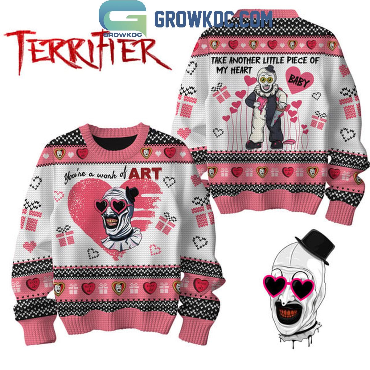 Terrifier Take Another Little Piece Of My Heart 2025 Ugly Sweater 1 u2RIP