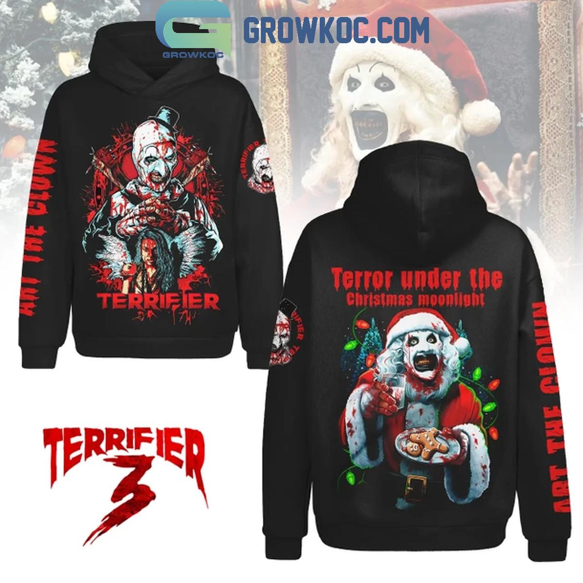 Terrifier Terror Under The Christmas Moonlight Art The Clown 2024 Hoodie T Shirt 1 jmU3Y