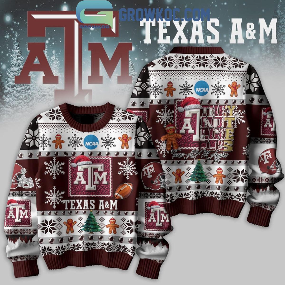 Texas A26M Aggies Football They Not Like Us Christmas Ugly Sweater 1 0uvmY