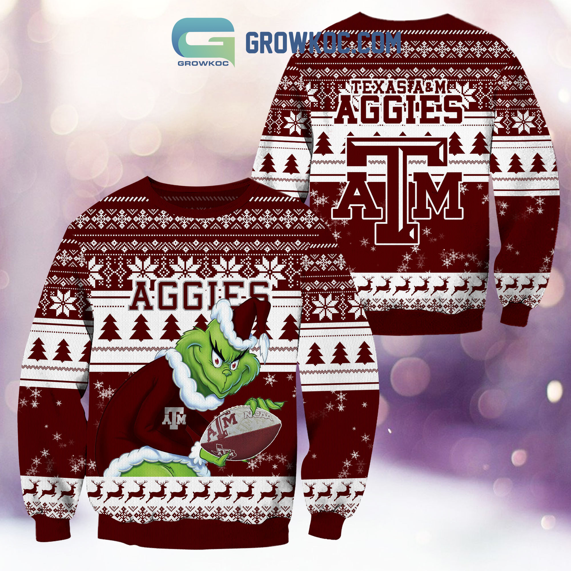 Texas A26M Aggies Grinch NCAA Christmas Ugly Sweater2B1 A5juI