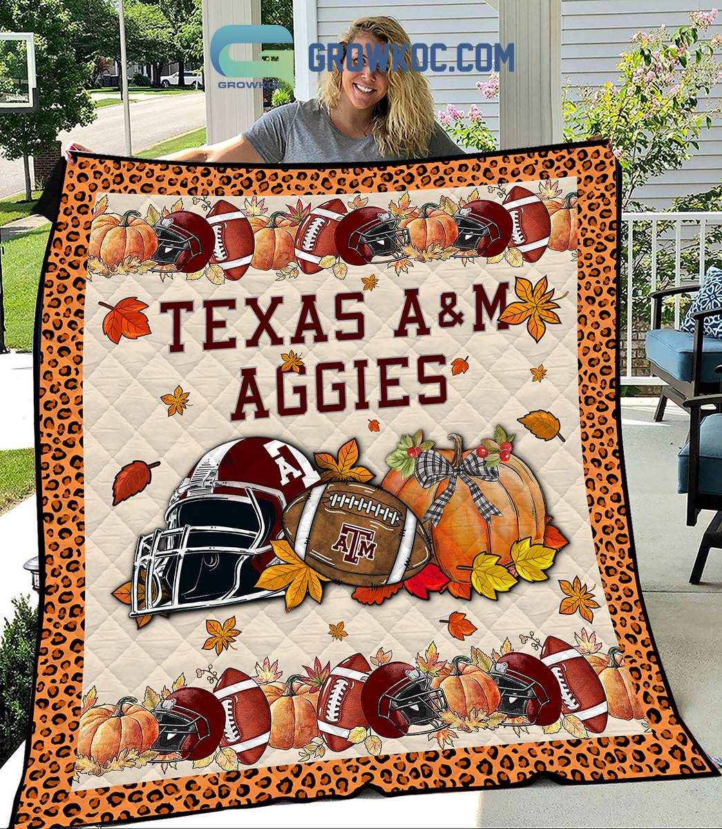 Texas A M Aggies NCAA Football Welcome Fall Pumpkin Halloween Fleece Blanket Quilt2B1 pjrQF