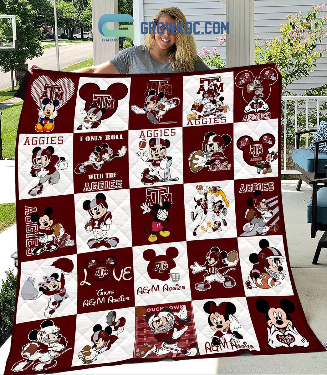 Texas A M Aggies NCAA Mickey Disney Fleece Blanket Quilt2B1 S7GTq