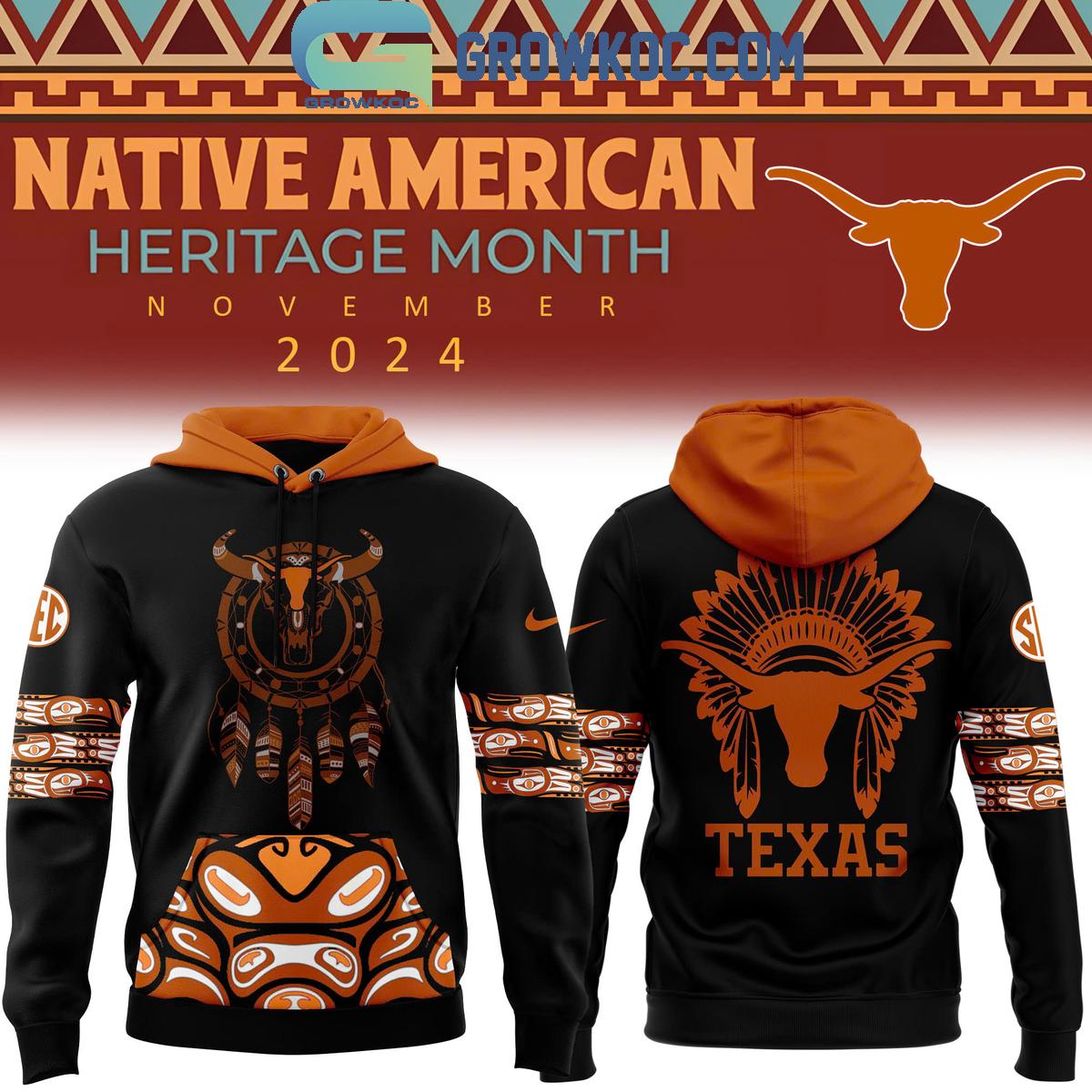 Texas Longhorns 2024 Native American Heritage Month In November Hoodie T Shirt 1 pCmNv