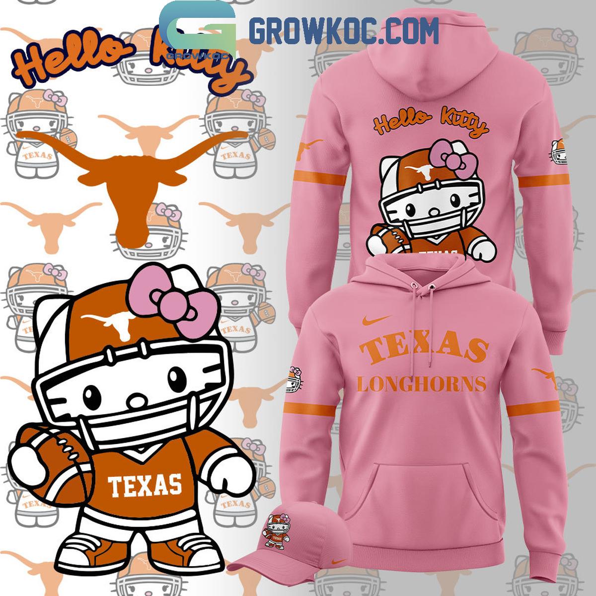 Texas Longhorns 50th Anniversary Of Hello Kitty 2024 Pink Love Hoodie T Shirt 1 iEaz1