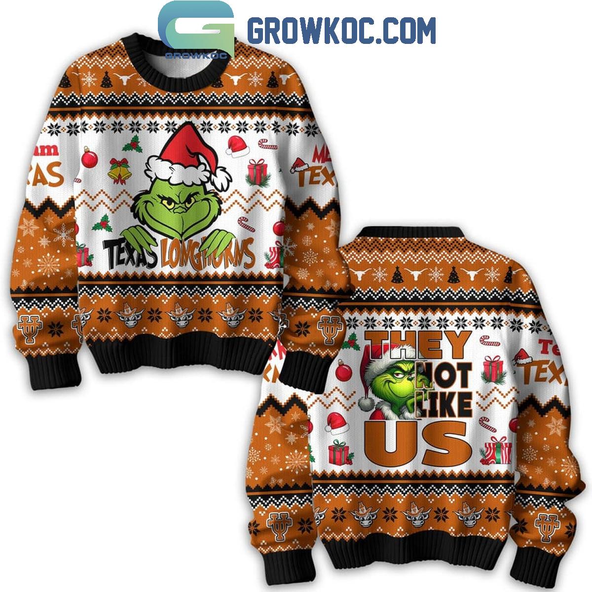 Texas Longhorns Christmas They Not Like Us The Grinch Ugly Sweater 1 5hRgQ