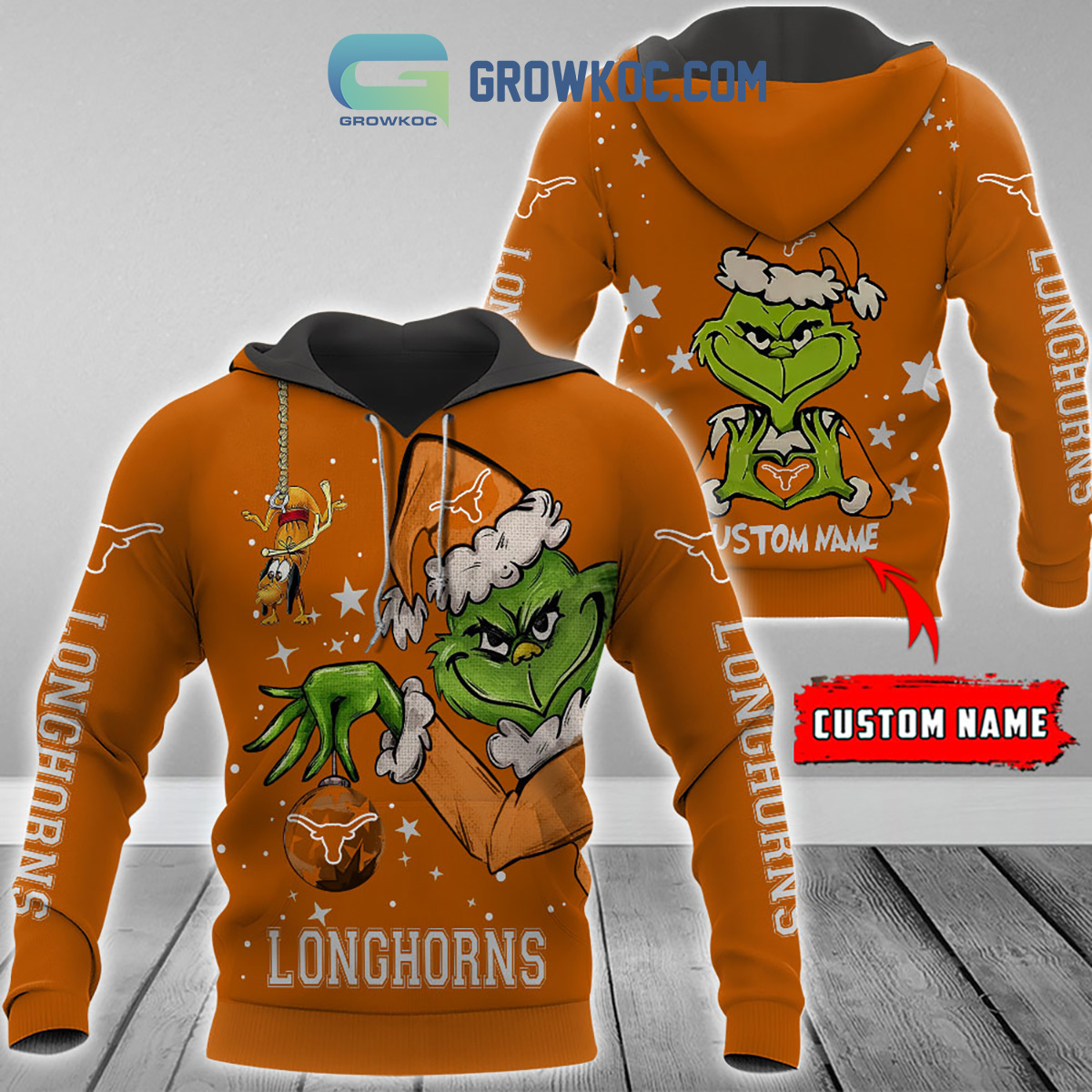 Texas Longhorns Grinch Christmas Personalized NCAA Hoodie Shirts2B1 Je0bm