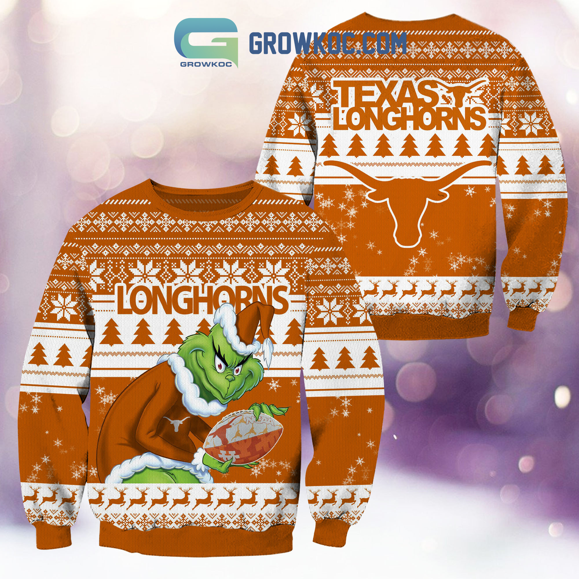 Texas Longhorns Grinch NCAA Christmas Ugly Sweater2B1 1GrYL