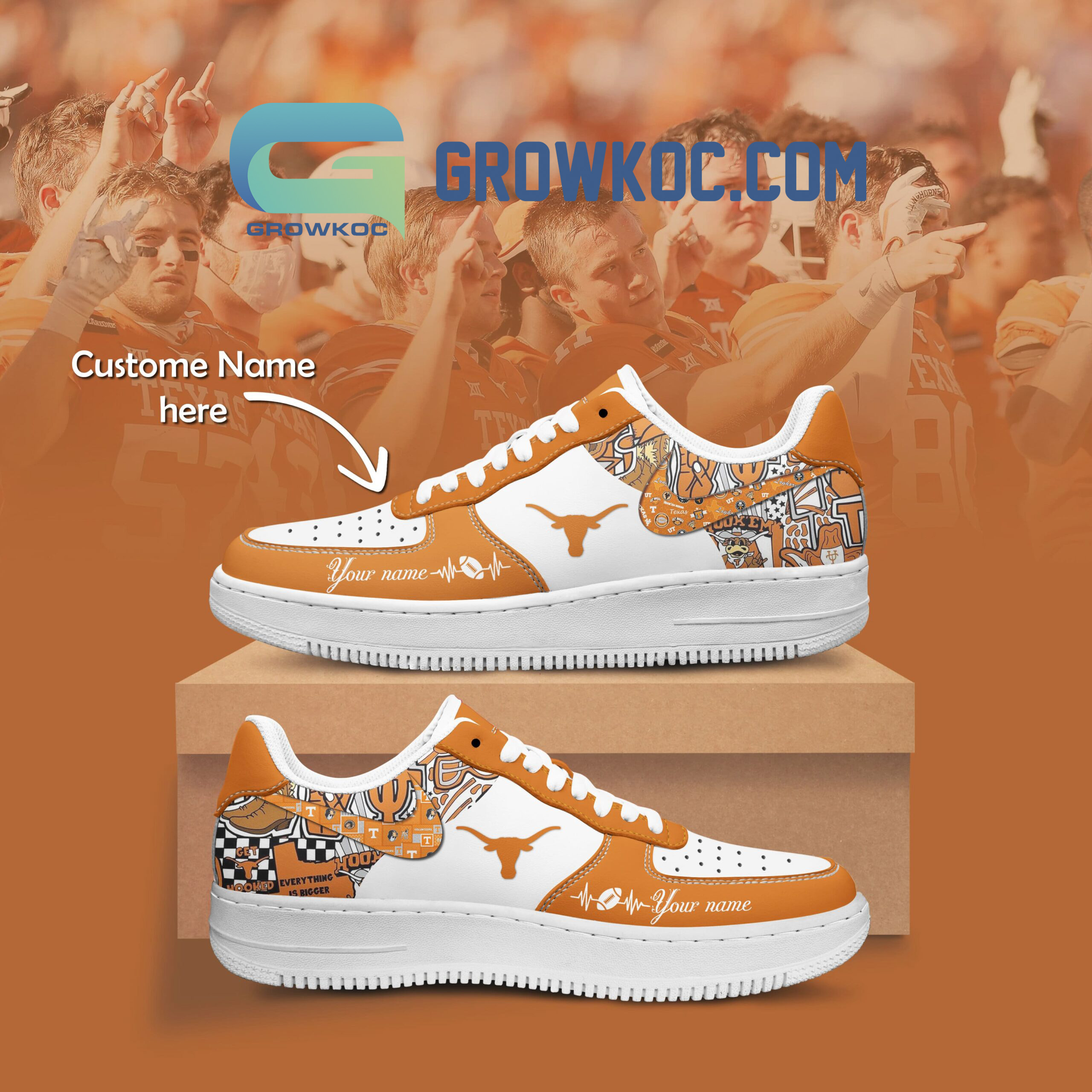Texas Longhorns Personalized Air Force 1 Shoes2B1 77ysw