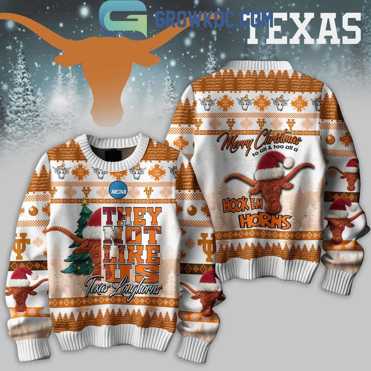 Texas Longhorns They Not Like Us Merry Christmas To All Ugly Sweater 1 GoQ2T