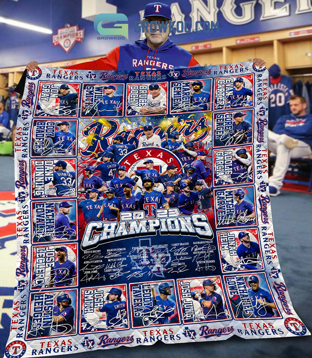 Texas Rangers 2023 Champions Blue Design Fleece Blanket Quilt2B1 ff2l5