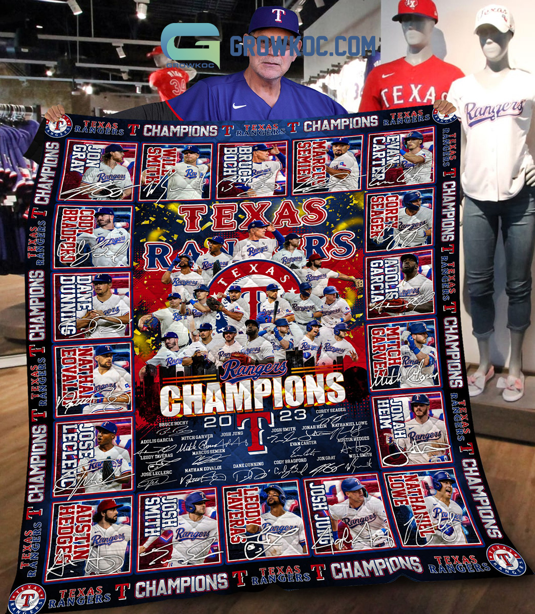 Texas Rangers Champions 2023 Fleece Blanket Quilt2B1 0n8qt
