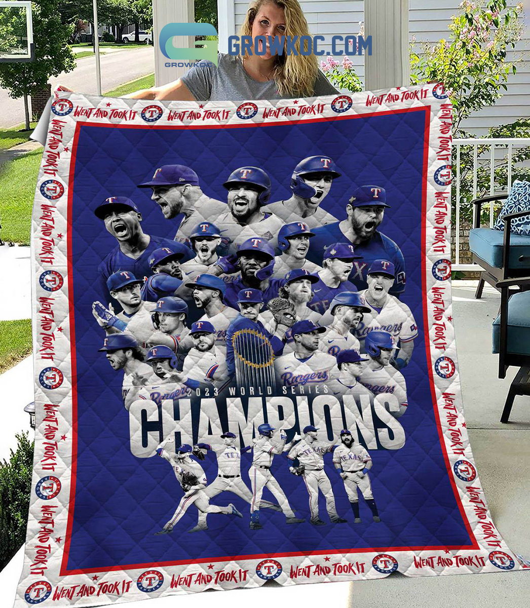 Texas Rangers Went And Took It 2023 World Series Champions Fleece Blanket Quilt2B1 4GF0m