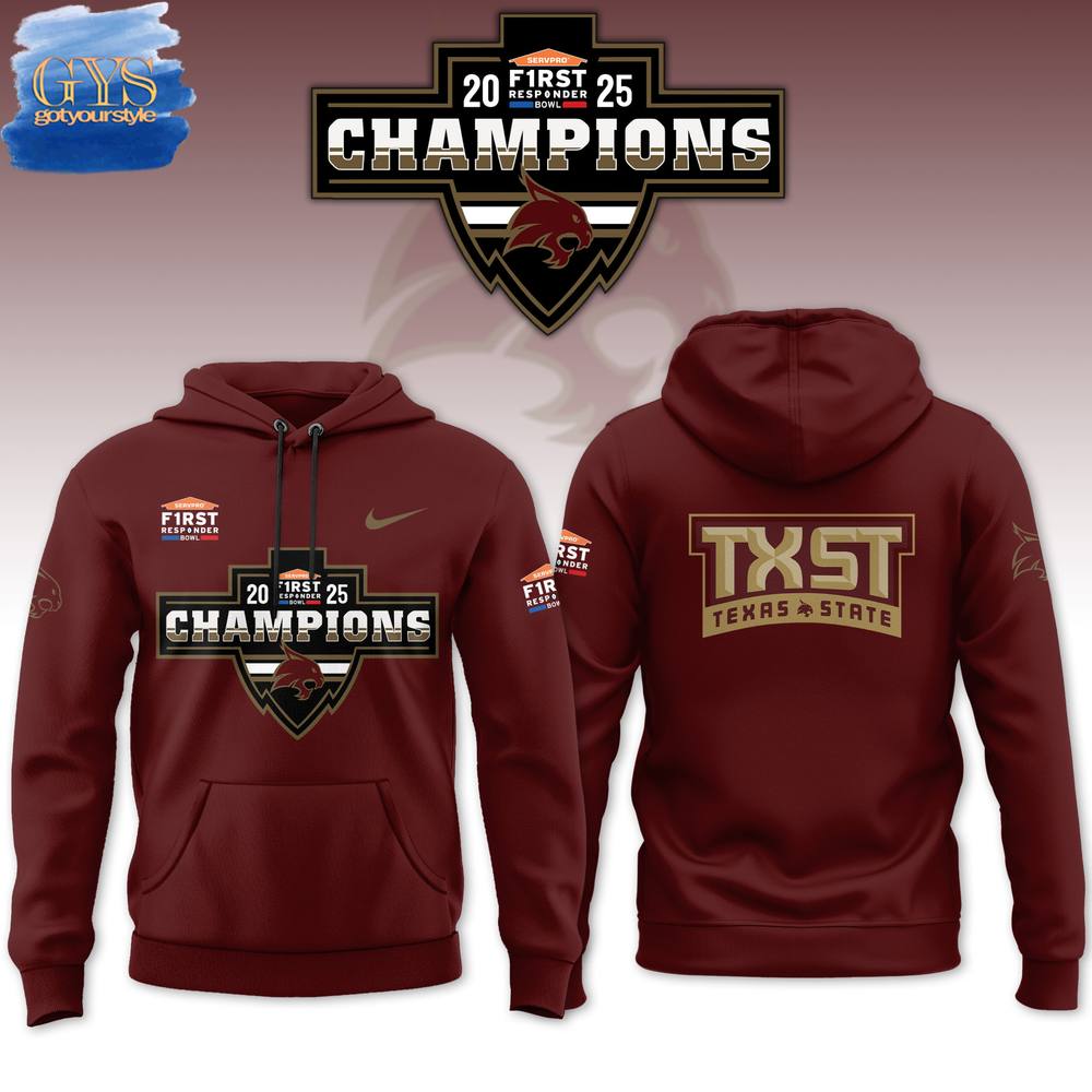 Texas State Bobcats First Responder Bowl Champions Hoodie 1