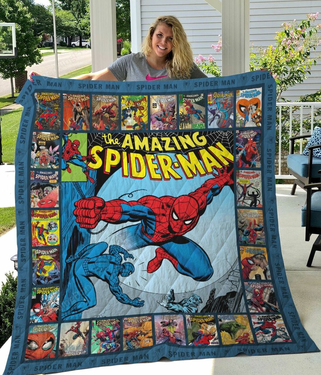 The Amazing Spiderman Comic Quilt Bedding Set Blanket Gift Ideas For Fans Loves Spiderman 0