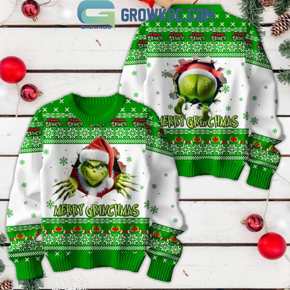 The Grinch Ew People Hate People Merry Christmas Ugly Sweater Green 1 QZkTo