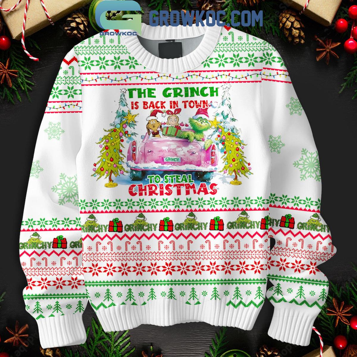 The Grinch Is Back In Town To Steal Christmas 2024 Ugly Sweater White Version 1 5cfYl