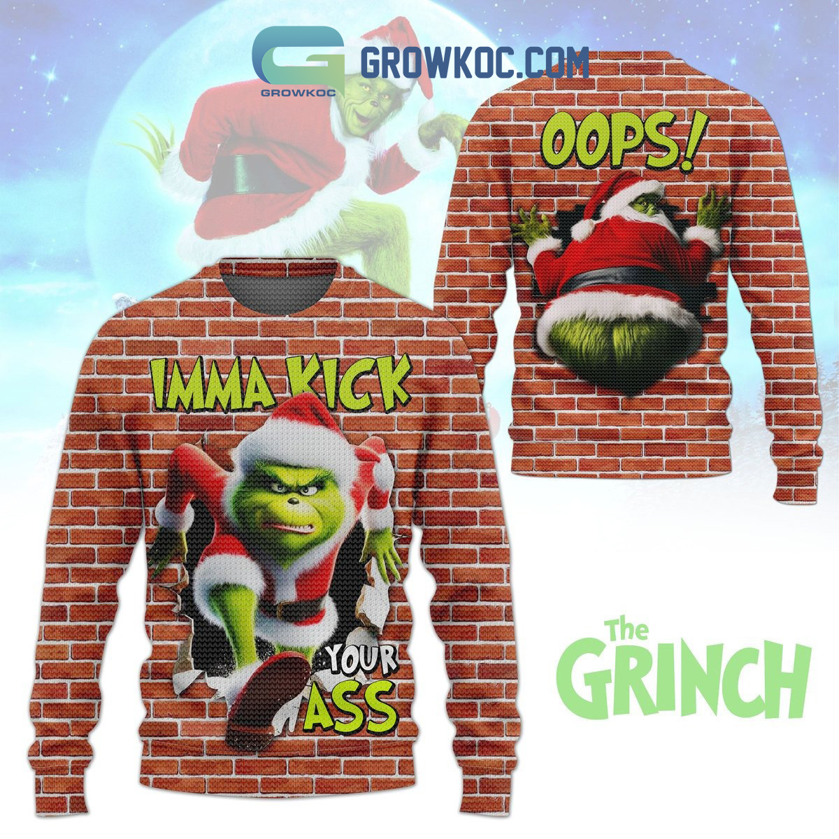 The Grinch Oops Imma Kick Your Ass Christmas Ugly Sweater2B1 ETThz