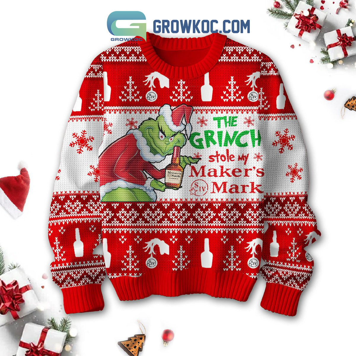 The Grinch Stole My Makers Mark Christmas Ugly Sweater2B1 mYYMU
